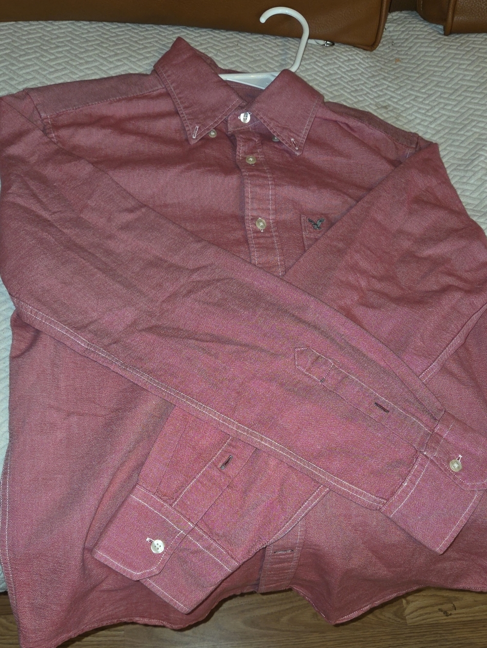 American Eagle Outfitters Men's Button-Down Shirt in Dusty Rose